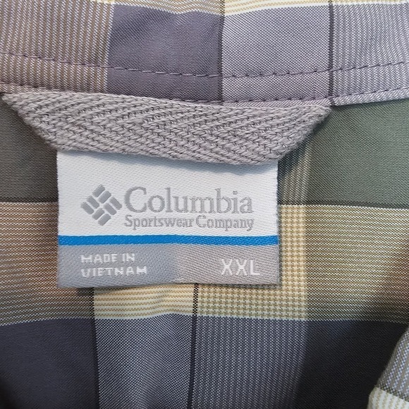 Columbia Omni Wick Short Sleeve Button Up Shirt Mens XXL Gray Plaid Cool - Picture 6 of 10